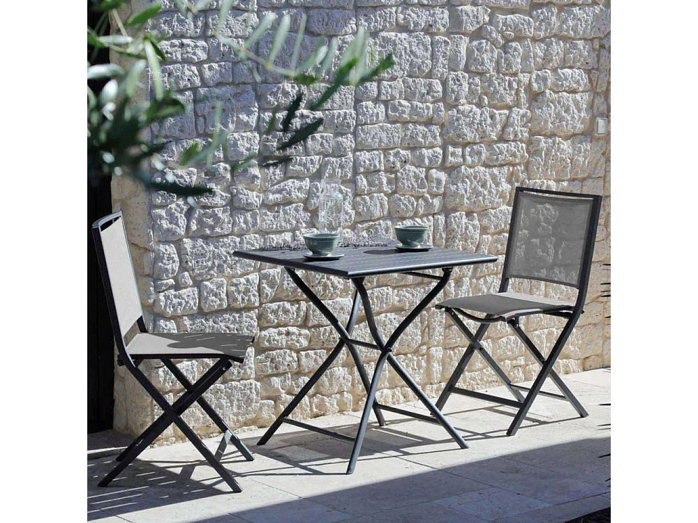 Table de jardin carrée en aluminium 2 personnes Globe Graphite