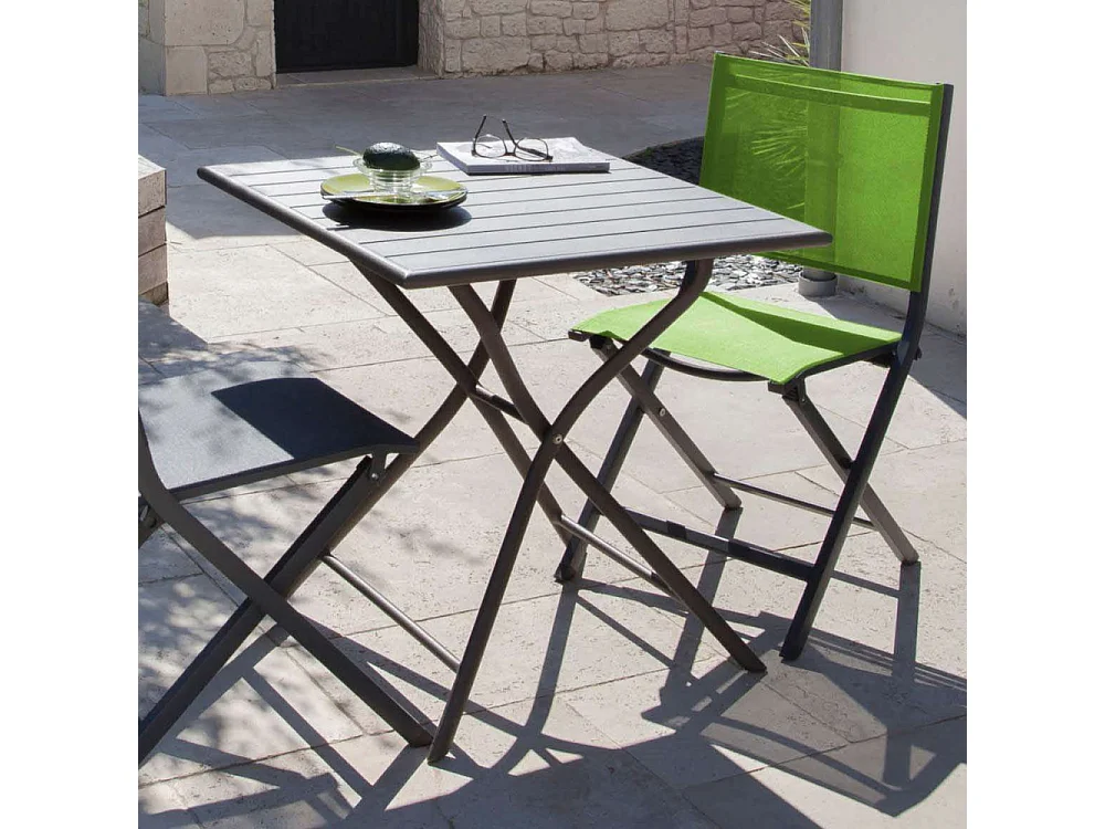 Table de jardin carrée en aluminium 2 personnes Globe Graphite