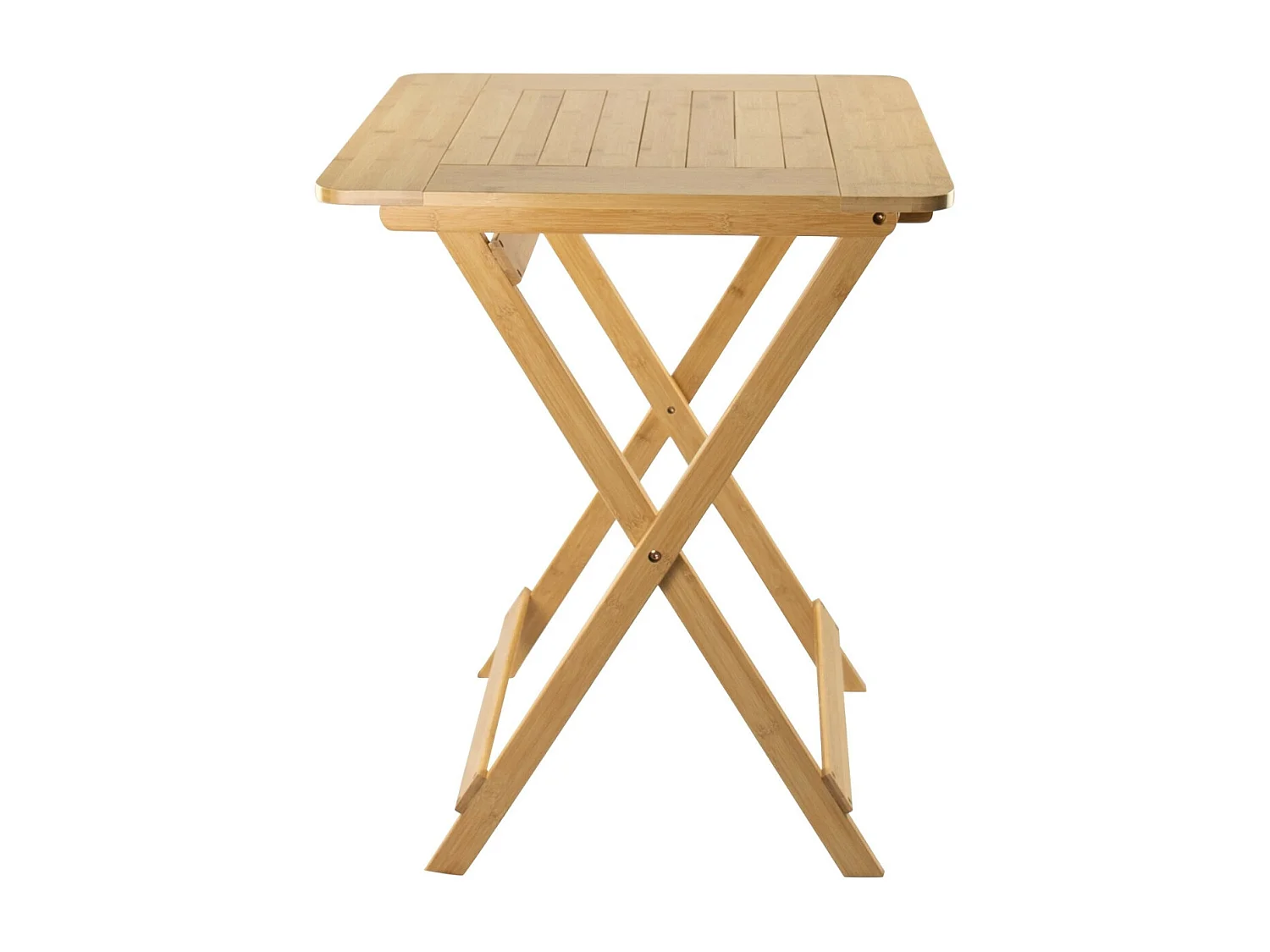 Table pliante en bambou vernis 60x60x75cm Naturel 7house