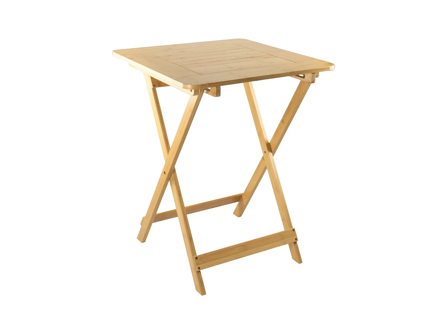 Table pliante en bambou vernis 60x60x75cm Naturel 7house