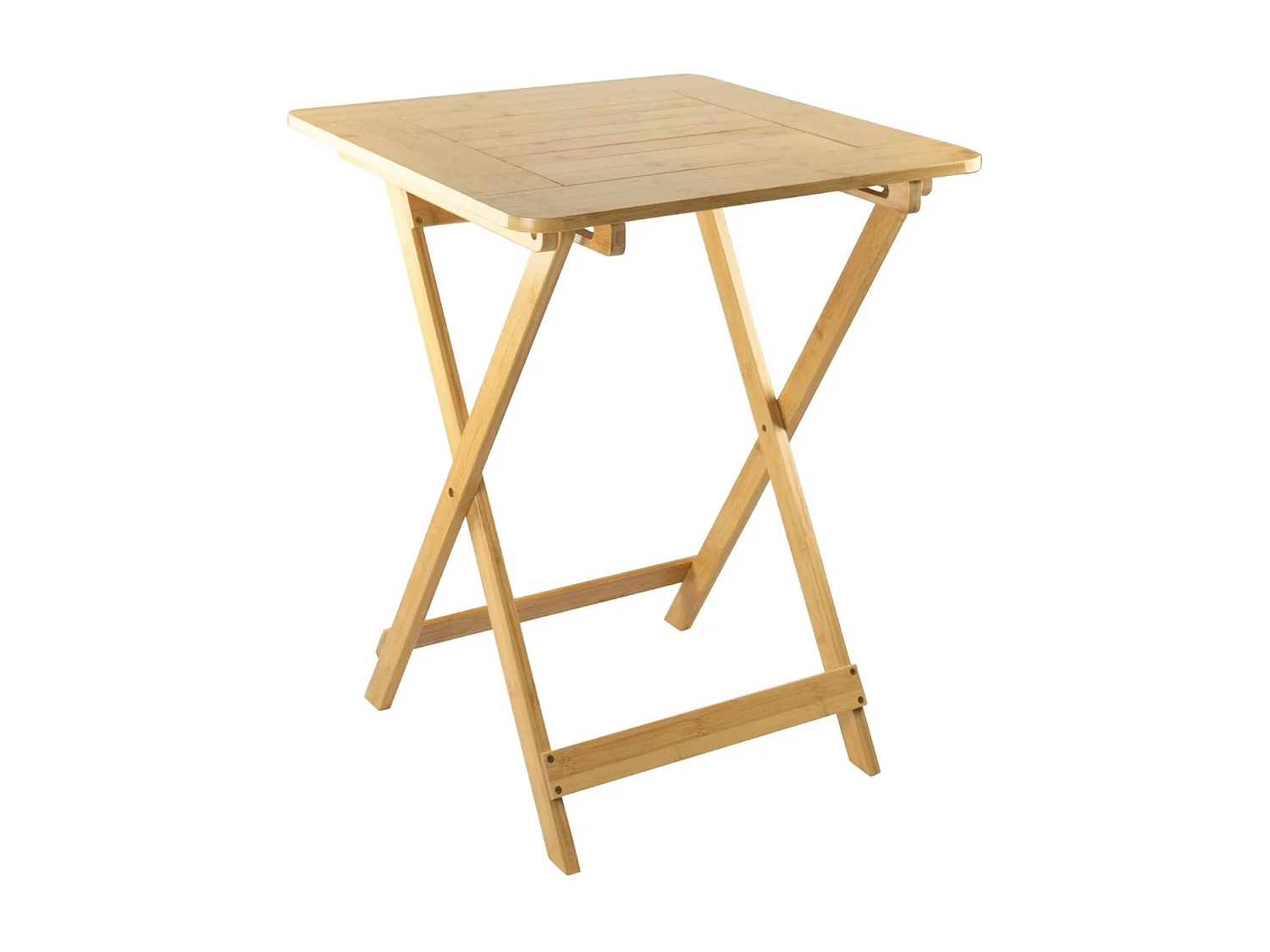Table pliante en bambou vernis 60x60x75cm Naturel 7house