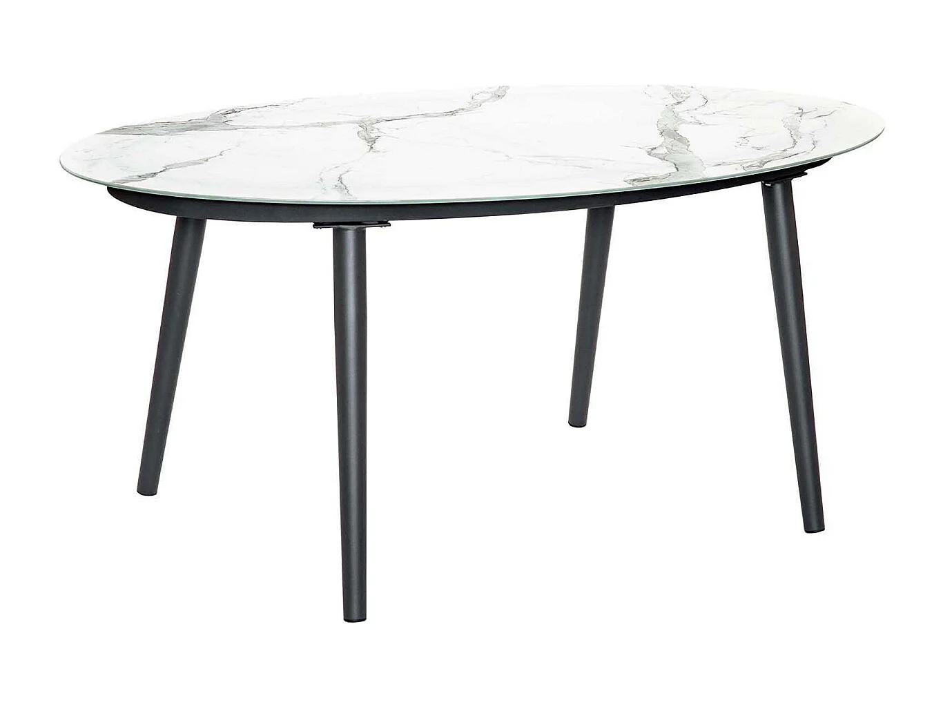 Table de jardin ovale plateau en verre céramique 6 personnes