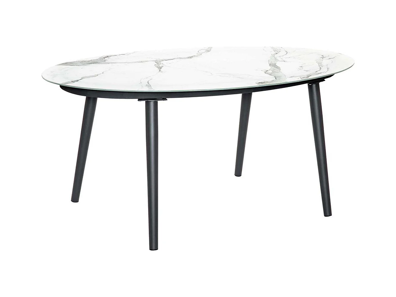 Table de jardin ovale plateau en verre céramique 6 personnes