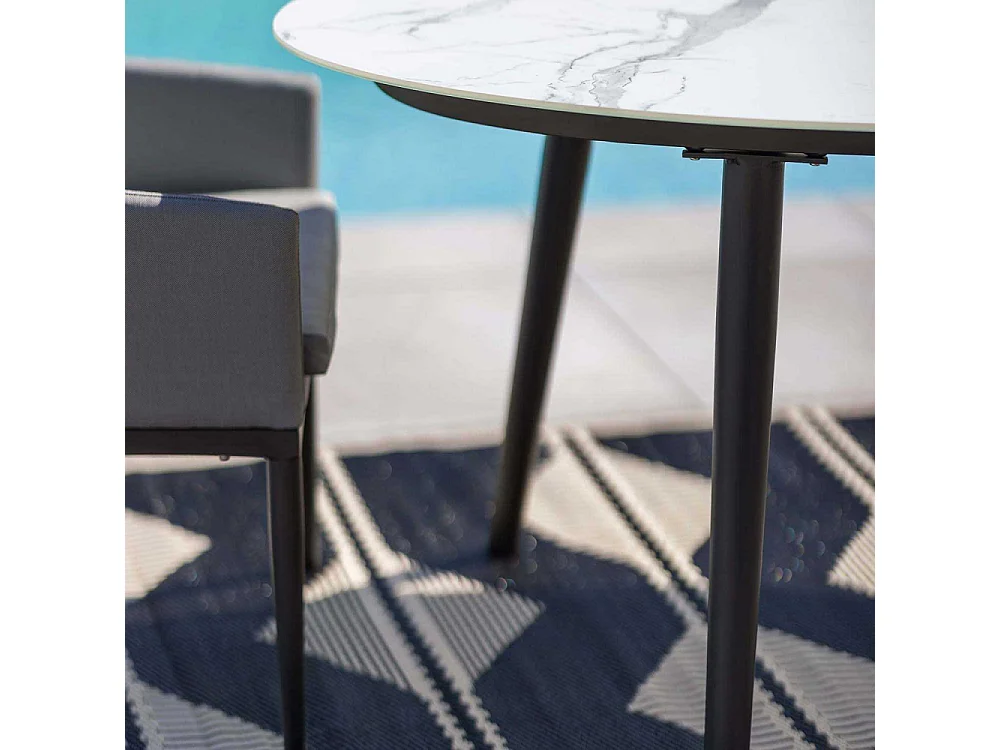 Table de jardin ovale plateau en verre céramique 6 personnes