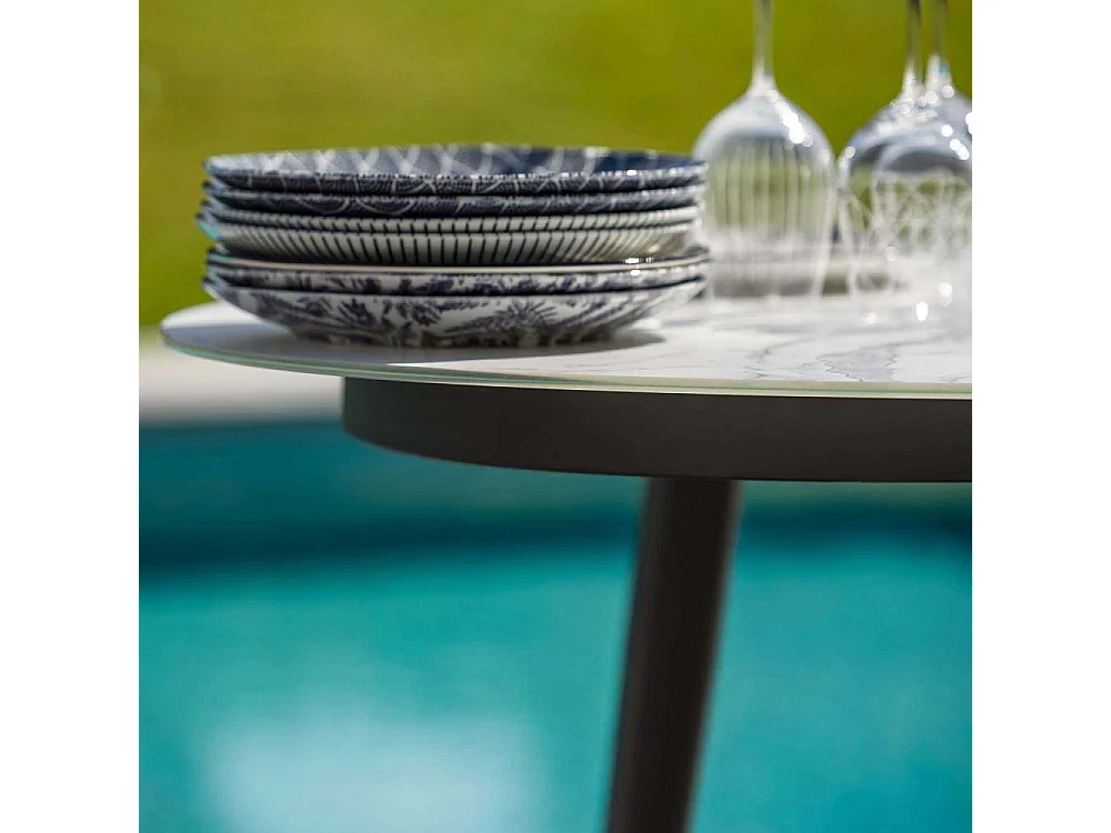 Table de jardin ovale plateau en verre céramique 6 personnes