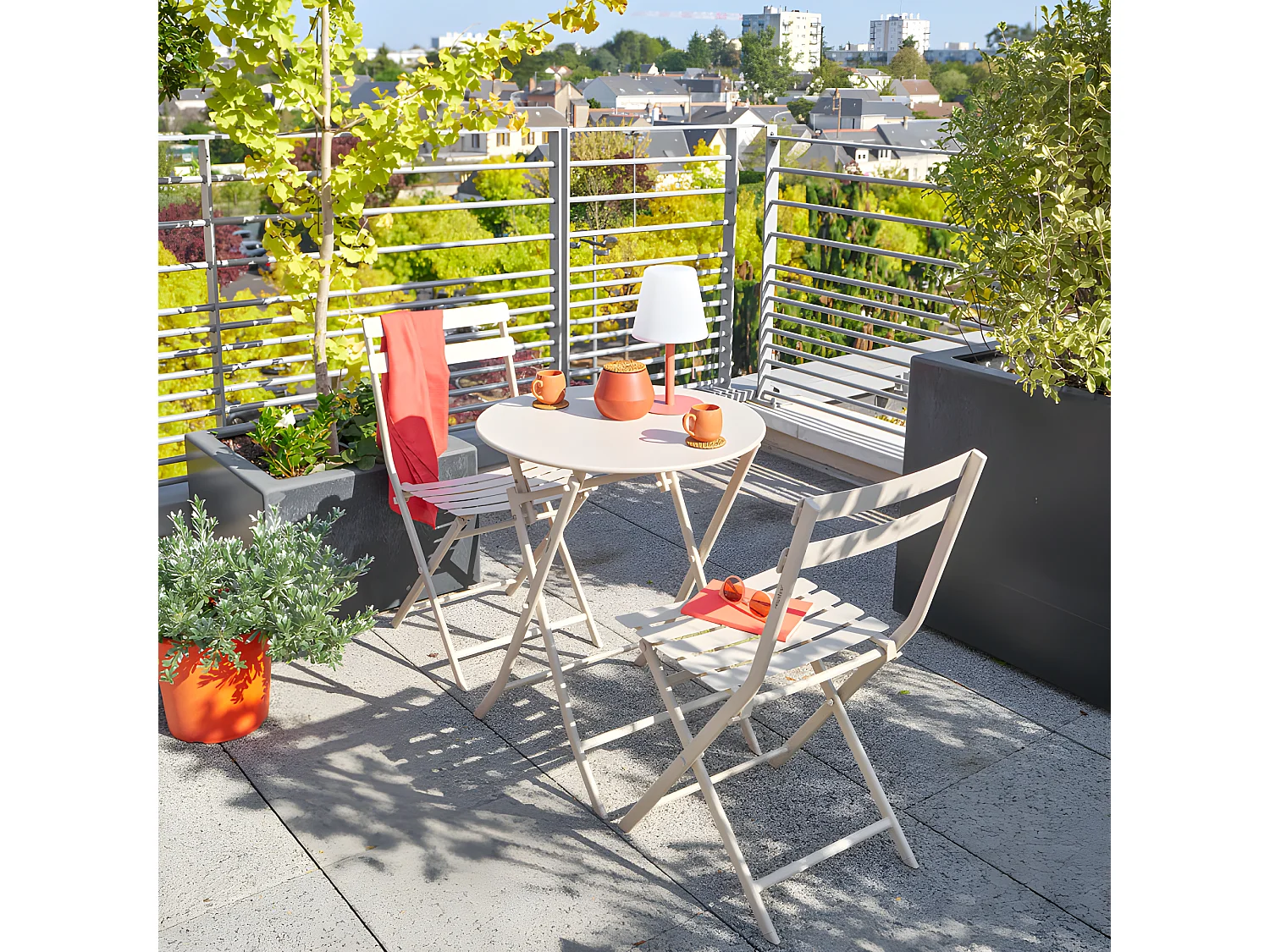 Table ronde pliante Greensboro 2p argile Hespéride