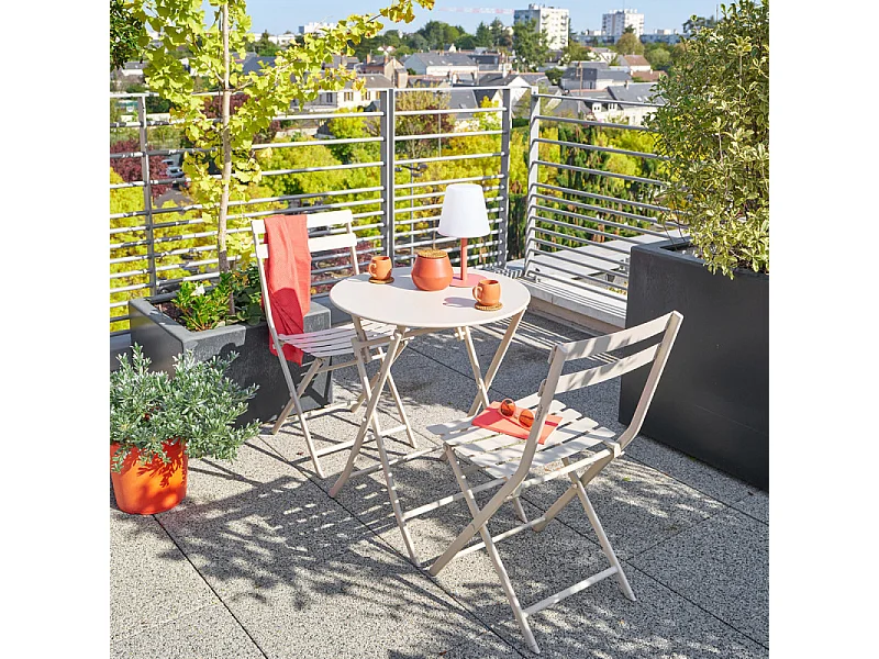 Mesa jardín Greensboro Beige plegable exterior metal