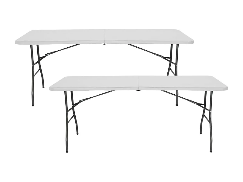 Pack de 2 Tables Pliantes 180cm Rectangulaire Restauration Blanc Thinia Home
