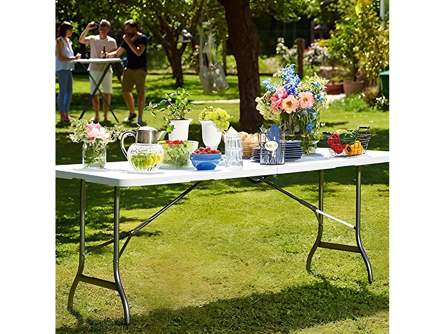 Pack de 2 Tables Pliantes 180cm Rectangulaire Restauration Blanc Thinia Home