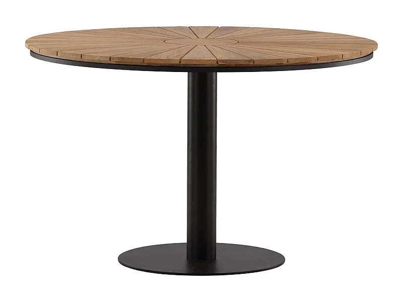 Table de Jardin Ronde en Teck "Croft" 120cm Noir