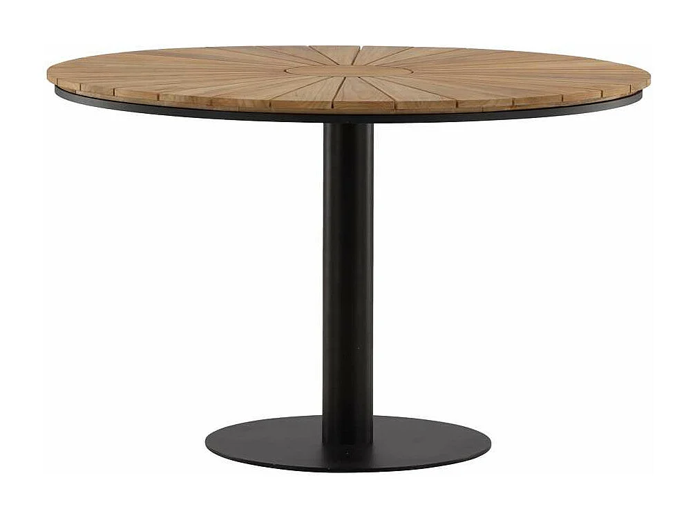 Table de Jardin Ronde en Teck "Croft" 120cm Noir