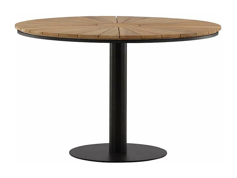 Table de Jardin Ronde en Teck "Croft" 120cm Noir