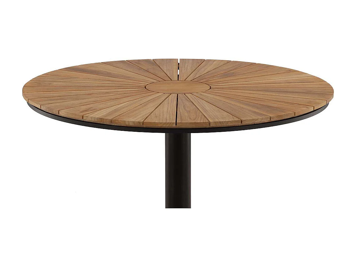 Table de Jardin Ronde en Teck "Croft" 120cm Noir