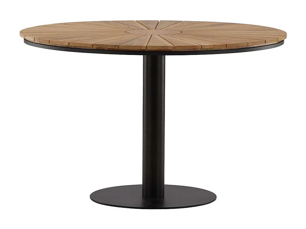 Table de Jardin Ronde en Teck "Croft" 120cm Noir