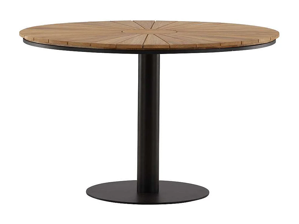 Table de Jardin Ronde en Teck "Croft" 120cm Noir