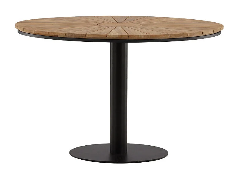 Table de Jardin Ronde en Teck "Croft" 120cm Noir