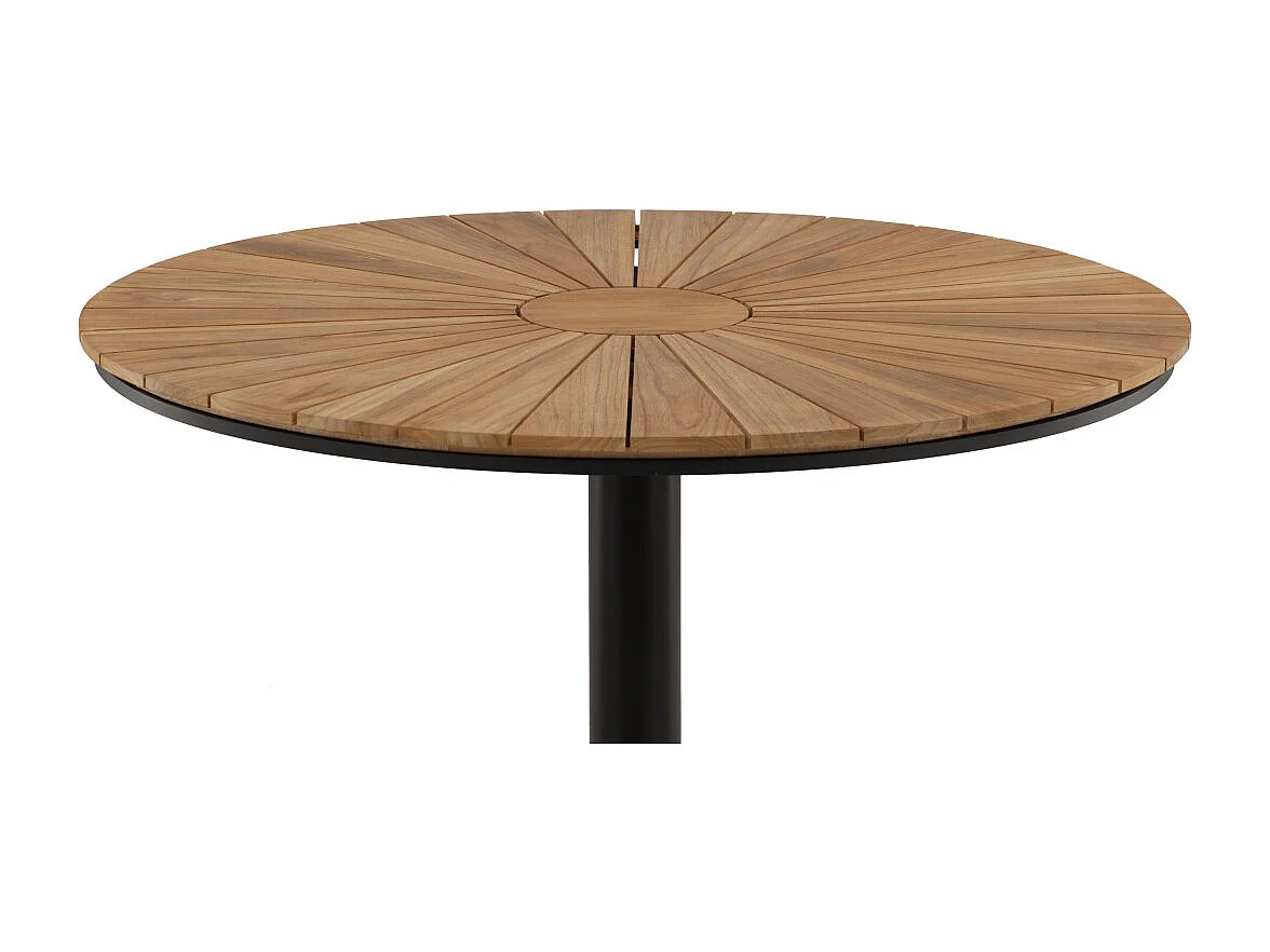 Table de Jardin Ronde en Teck "Croft" 120cm Noir