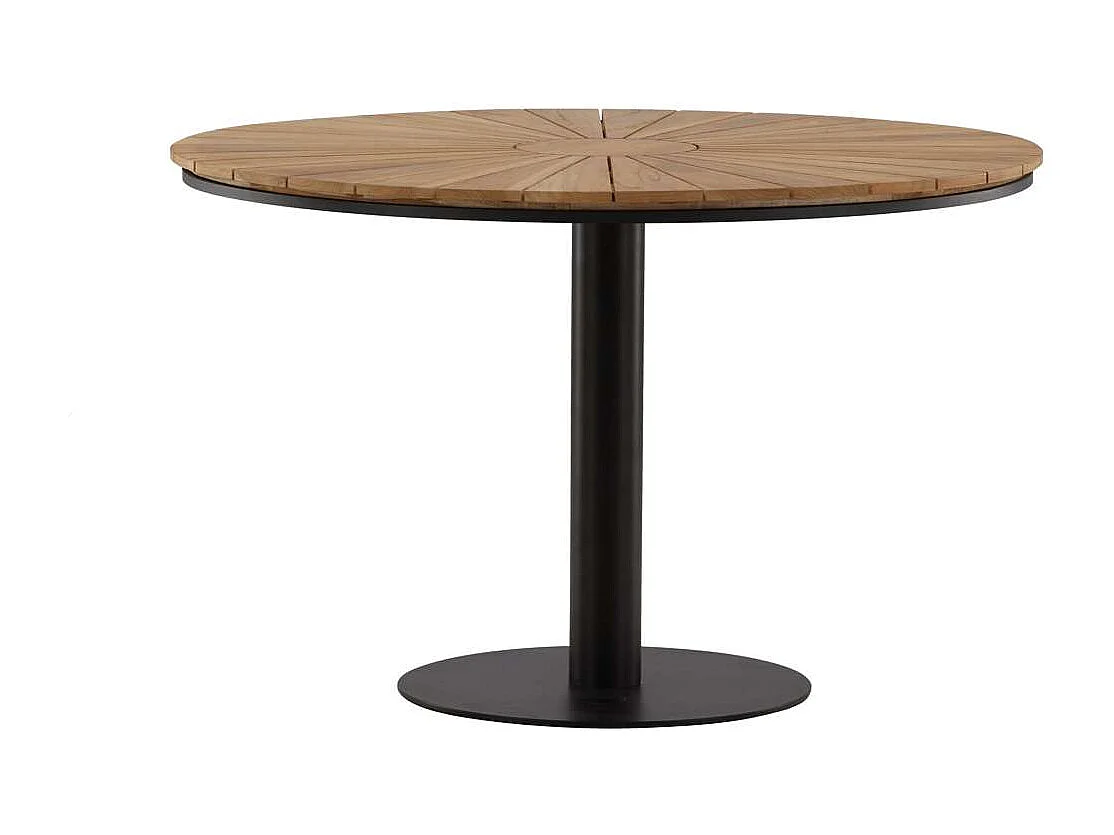 Table de Jardin Ronde en Teck "Croft" 120cm Noir