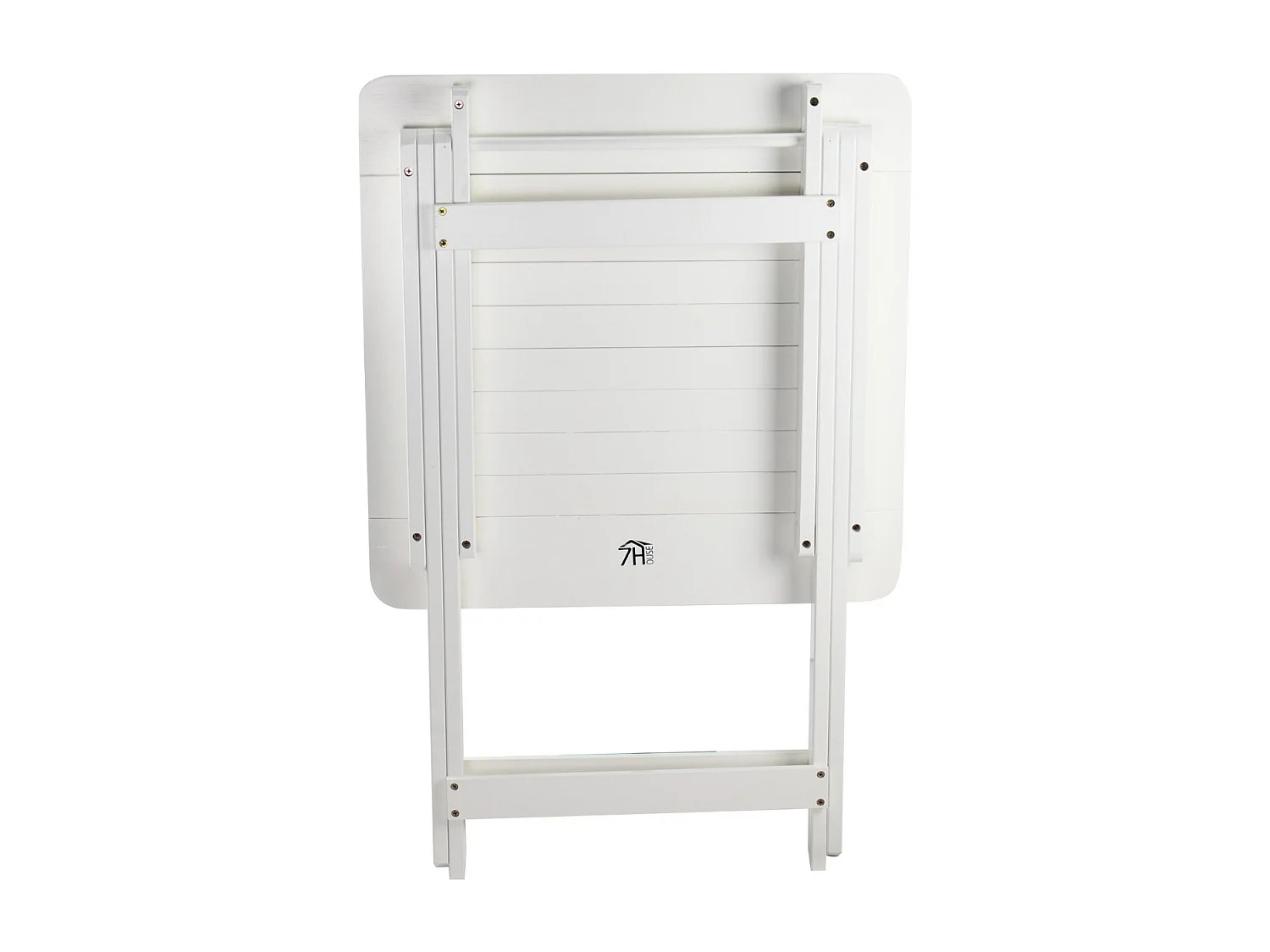 Table pliante en bambou vernis 60x60x75cm Blanc 7house