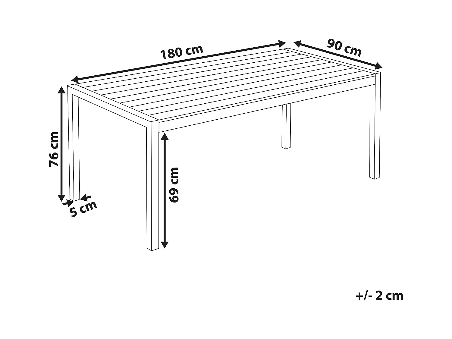 Table de salle à manger de jardin VERNIO 180 cm 90 cm Métal Noir