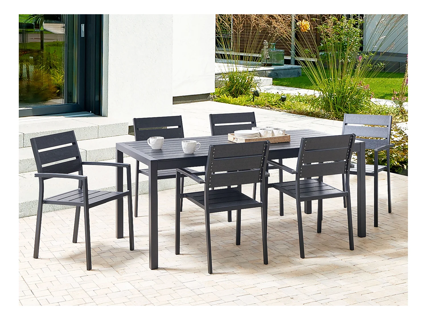 Stół ogrodowy VERNIO 180 cm 90 cm Metal Czarny