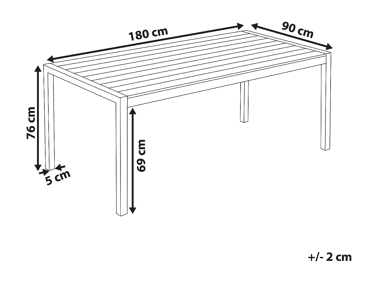 Table de salle à manger de jardin VERNIO 180 cm 90 cm Métal Noir