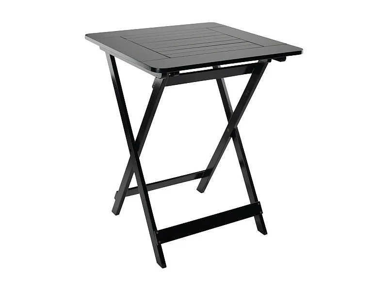 Table pliante en bambou vernis 60x60x75cm Noir 7house