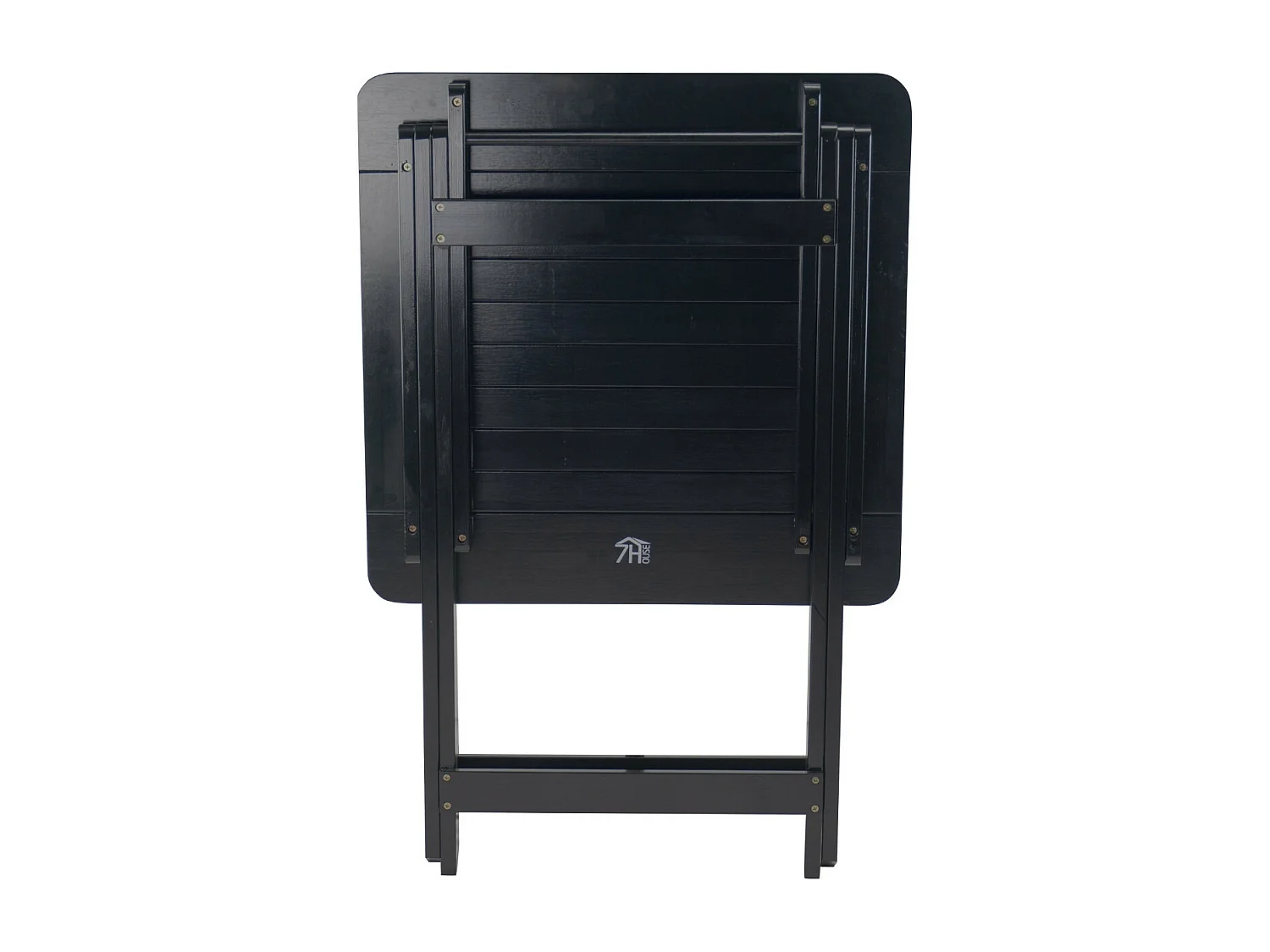 Table pliante en bambou vernis 60x60x75cm Noir 7house