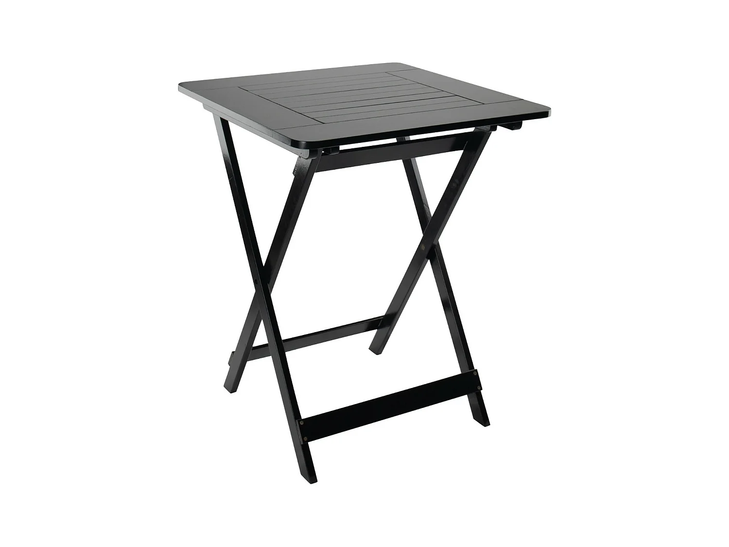 Table pliante en bambou vernis 60x60x75cm Noir 7house
