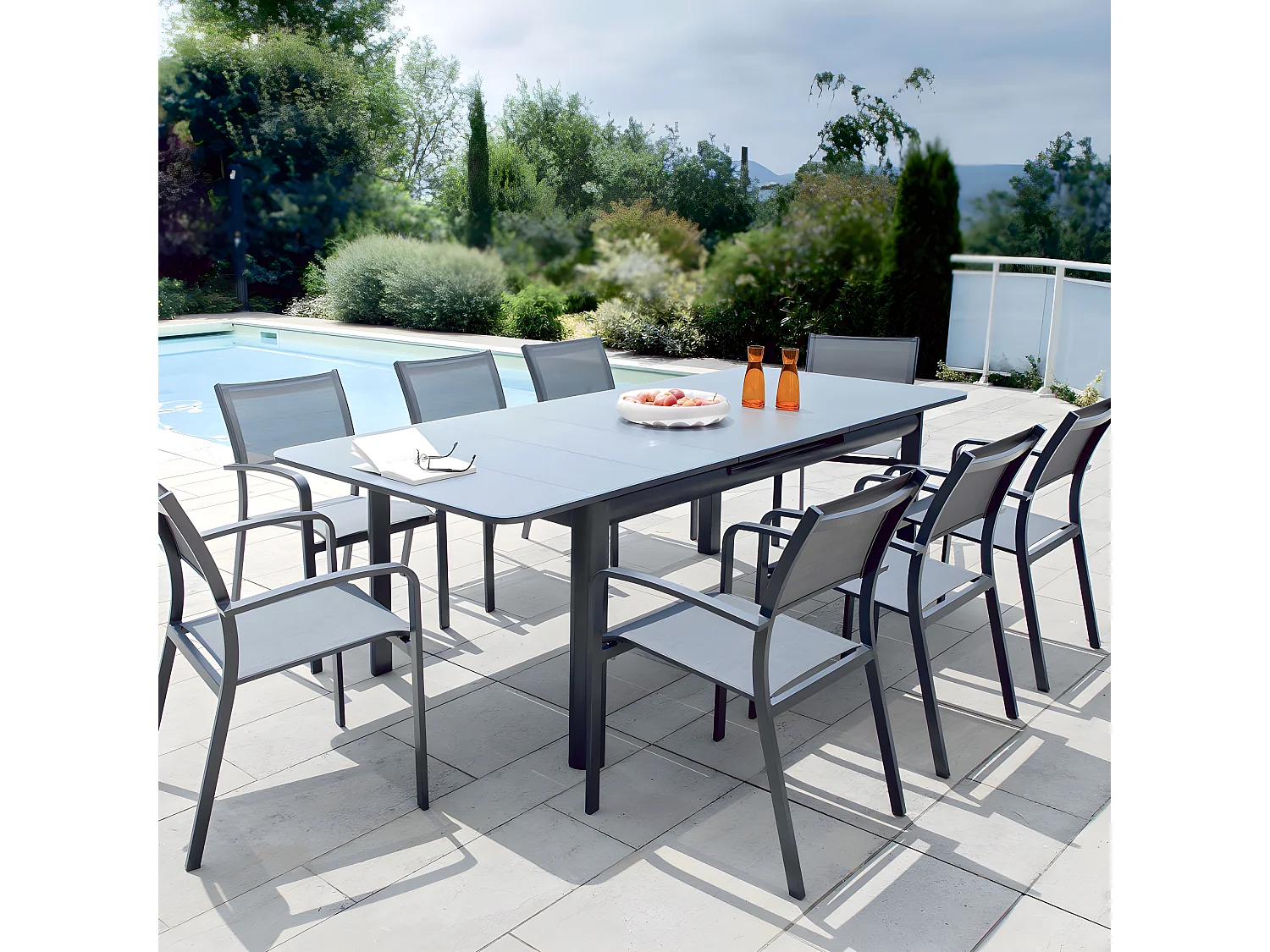 Table de jardin Milos extensible en aluminium pour 10/12 personnes