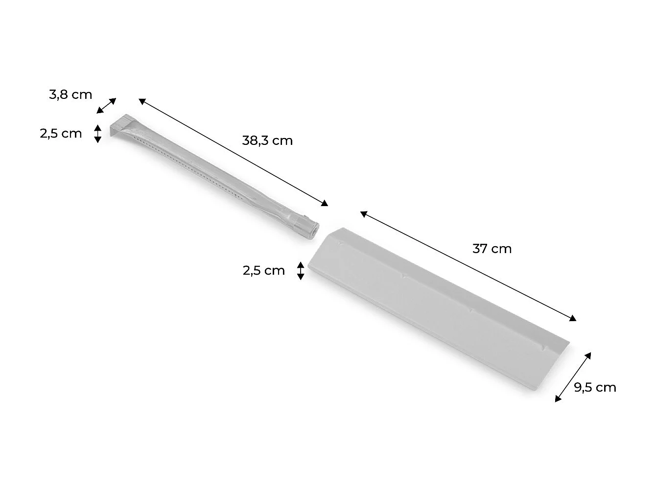 Lot de 4 brûleurs et 4 diffuseurs pour barbecue ATHOS. ALBERT et BAZIN