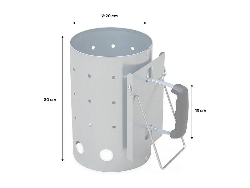 Chimenea de encendido xl para barbacoa de carbón gris