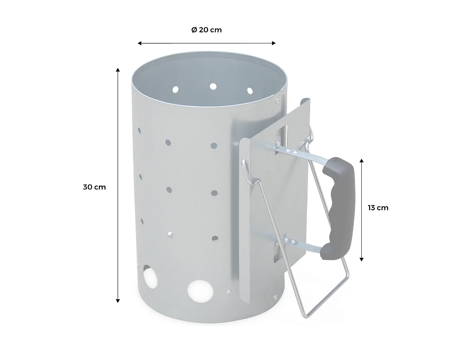Chimenea de encendido xl para barbacoa de carbón gris