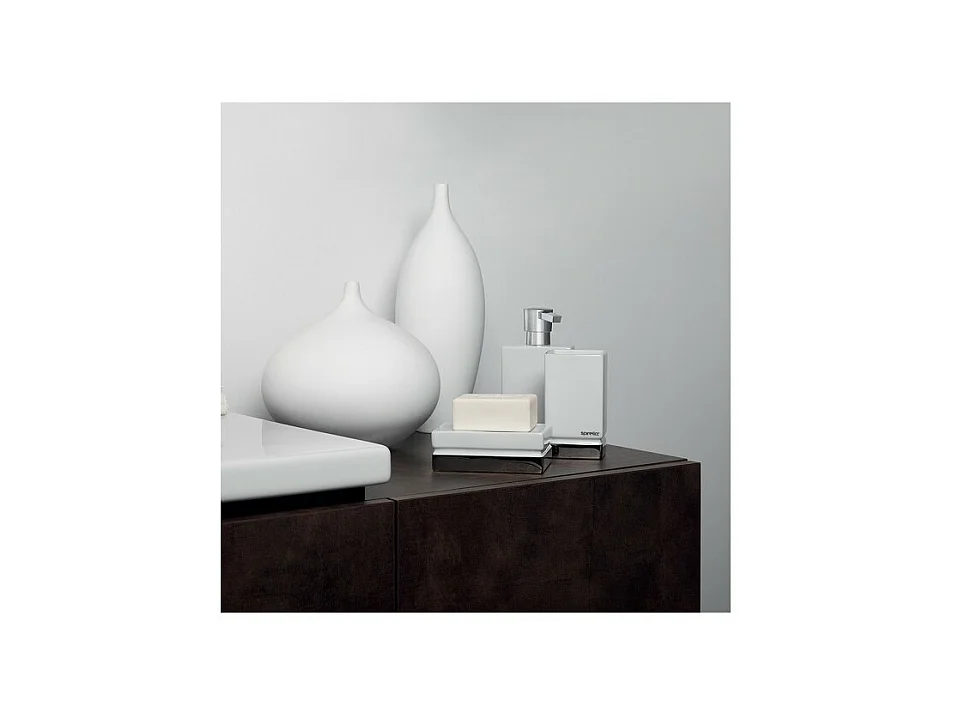 Distributeur de savon Porcelaine ROMA Blanc & Argent Spirella