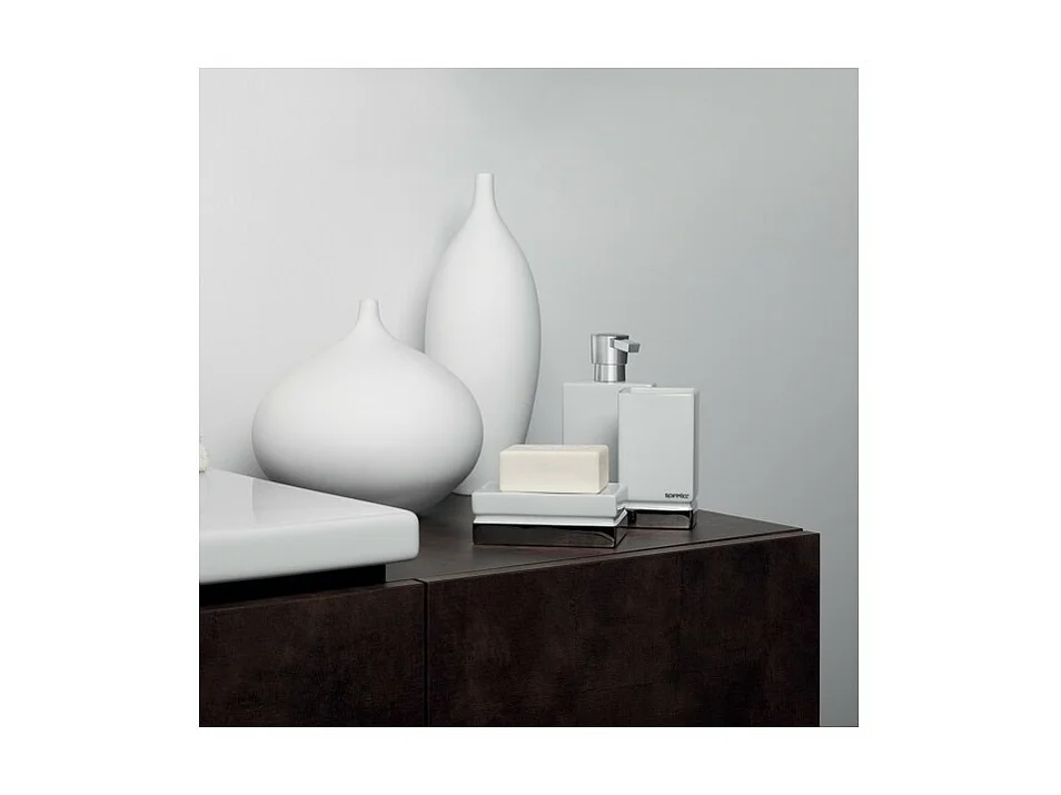 Distributeur de savon Porcelaine ROMA Blanc & Argent Spirella