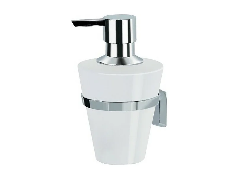 Distributeur de savon à  fixer Porcelaine et Acier chromé MAX LIGHT Blanc Spirella