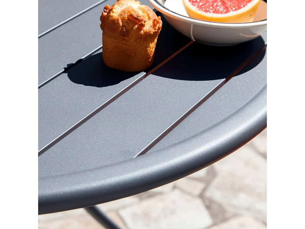 Table de jardin ronde en aluminium 2 personnes Globe Graphite