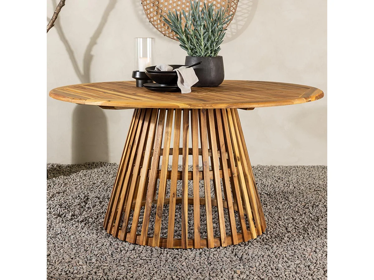 Table de Jardin Ronde en Bois "Tucuman" 150cm Naturel