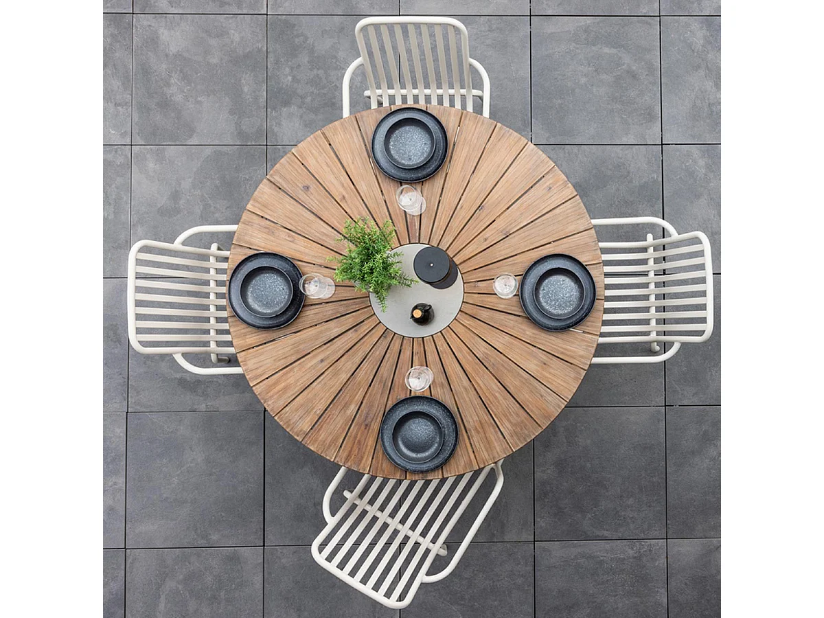 Table de Jardin Ronde "Rosario" 140cm Marron