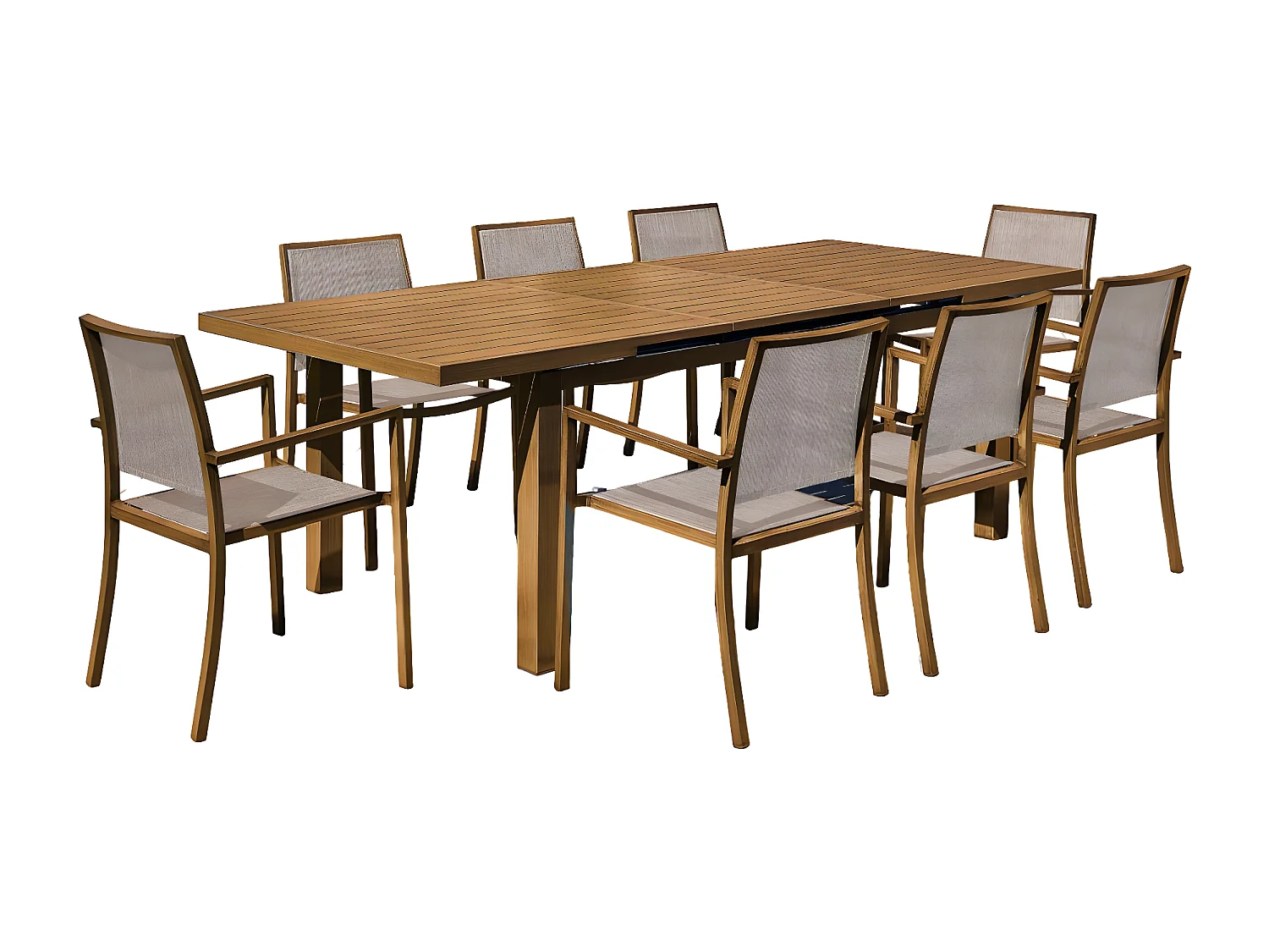 Table rectangulaire extensible en aluminium aspect Teck SANTORIN - 10 places - Jardiline