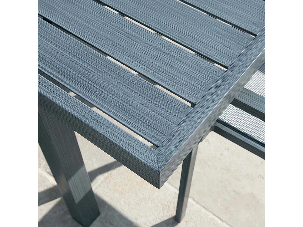Table rectangulaire extensible Santorin 8/10 personnes en aluminium finition uni gris-bleuté - Jardiline