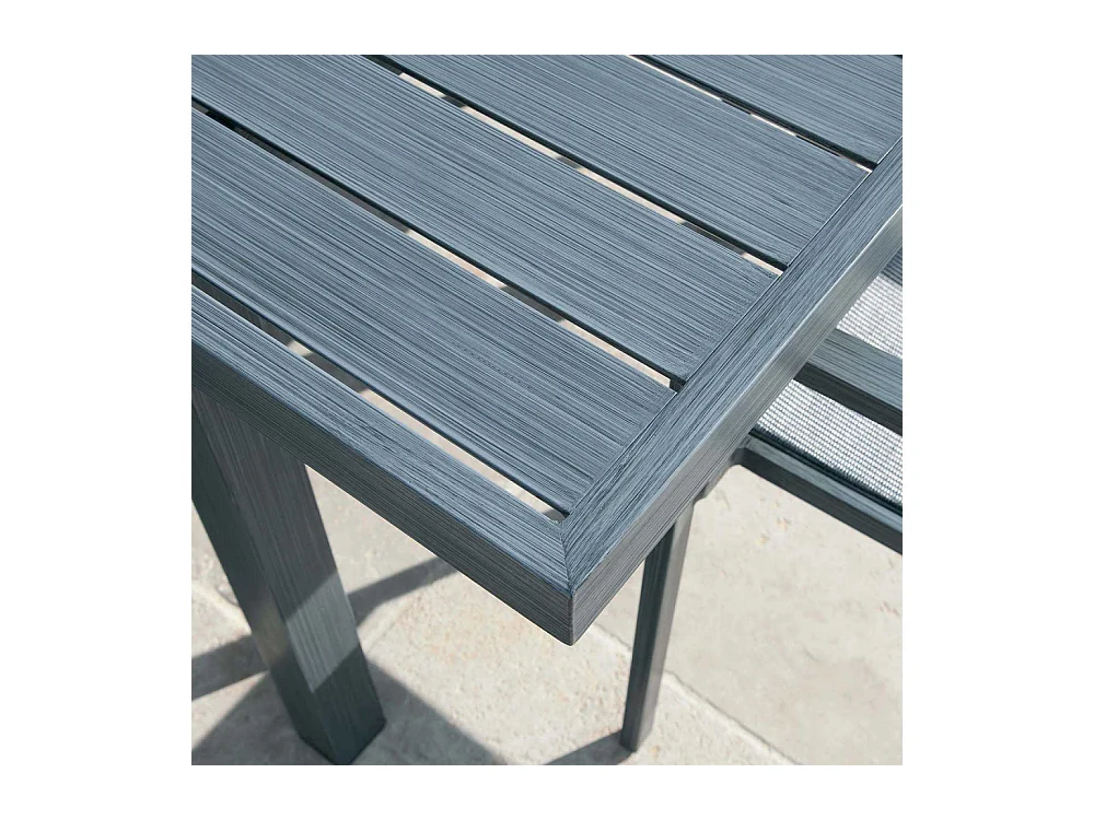 Table rectangulaire extensible Santorin 8/10 personnes en aluminium finition uni gris-bleuté - Jardiline