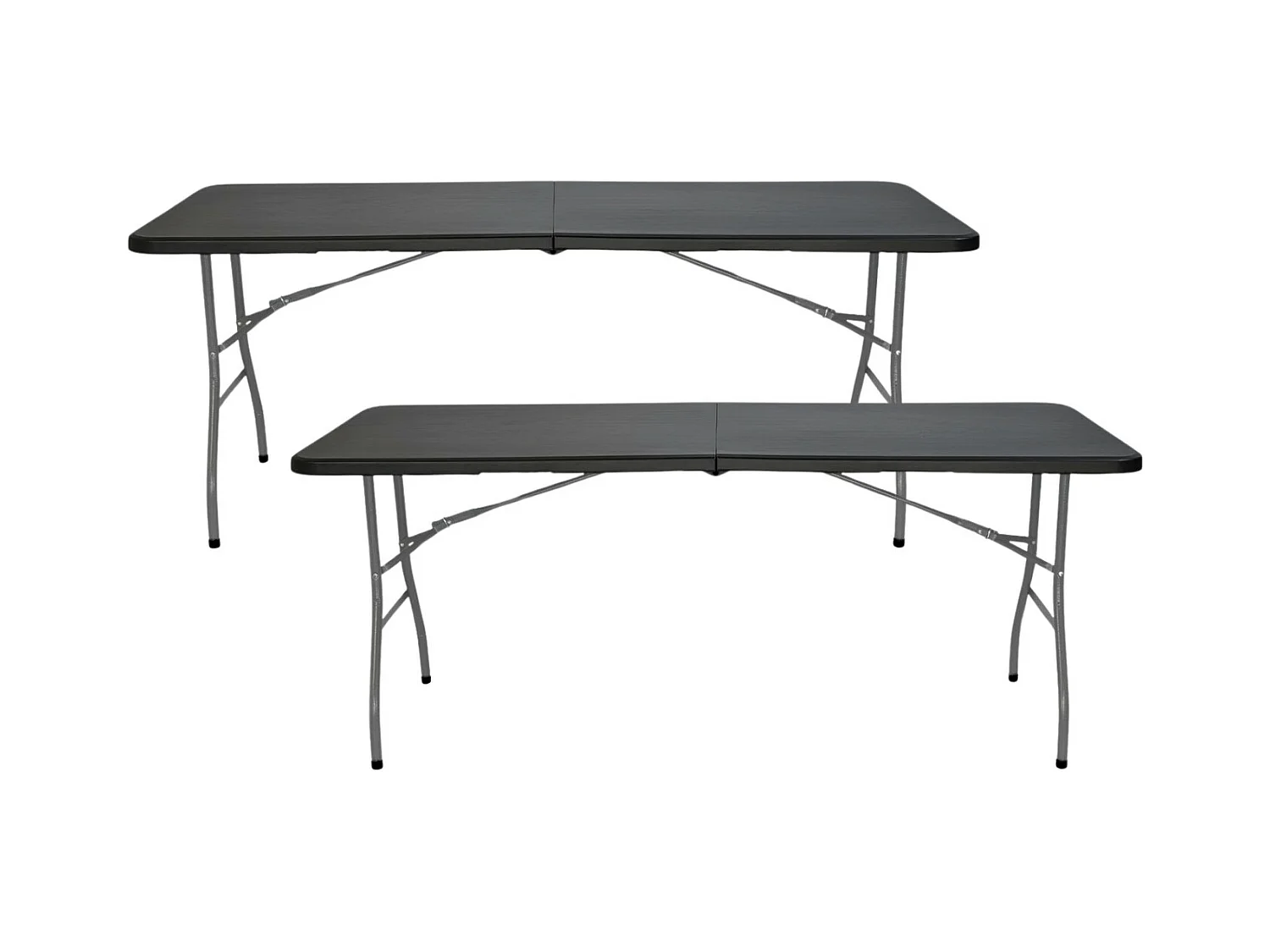 Pack de 2 Tables Pliantes 180cm Rectangulaire Restauration Noir Thinia Home