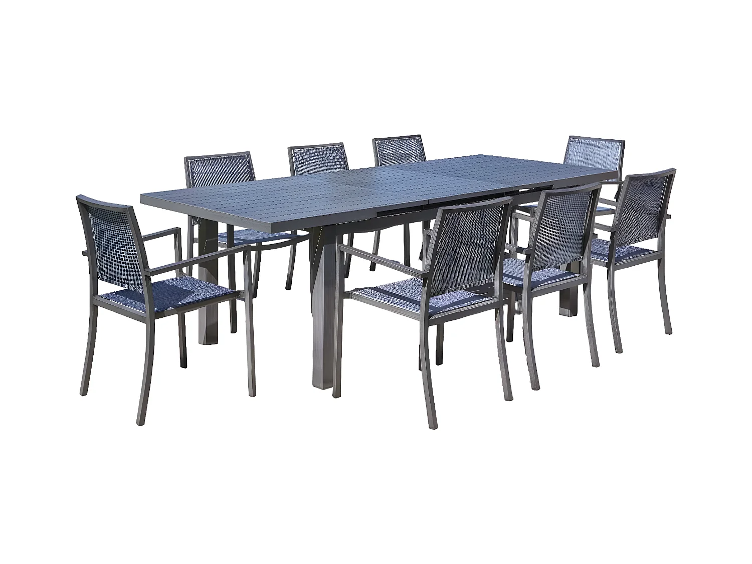 Table rectangulaire extensible en aluminium aspect teck gris SANTORIN - 10 places - Jardiline