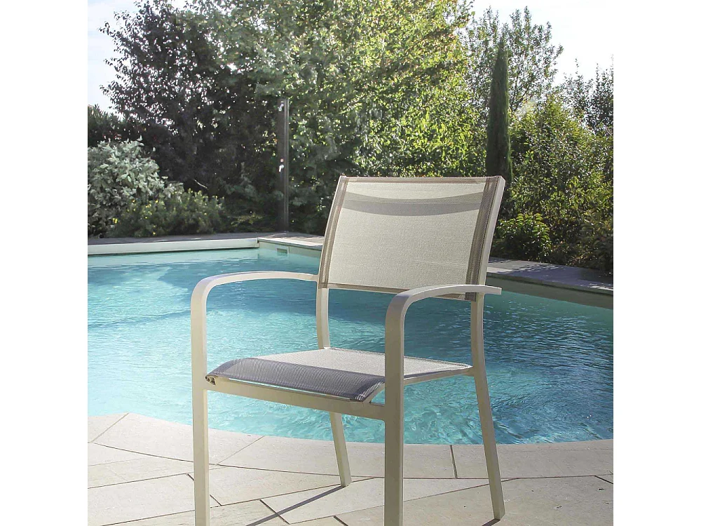 Fauteuil empilable en aluminium et textilène Milos