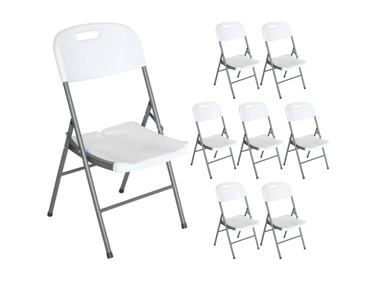Pack 8 Chaises Pliantes avec Poignée 47x58x87cm Blanc 7house