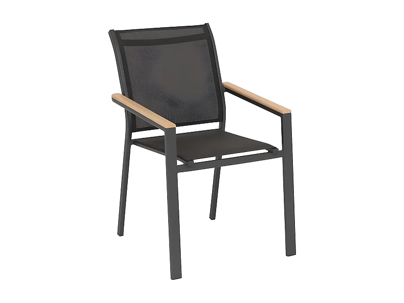 Fauteuil repas Essentia accoudoirs bois anthracite/graphite Hespéride