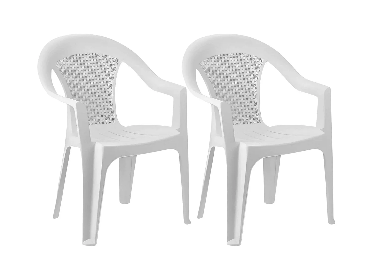 Pack de 2 chaises empilables blanches avec accoudoirs 56x75x79cm Thinia Home
