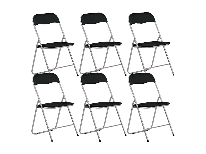 Pack 6 Chaises Pliantes Rembourrées Eleonor 44x46x79cm Noir 7house