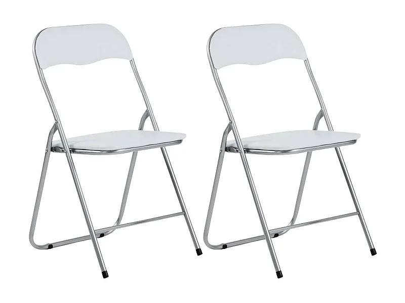 Pack 2 Chaises Pliantes Rembourrées Eleonor 44x46x79cm Blanc 7house